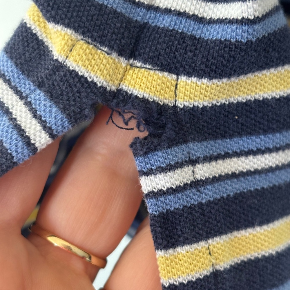 Polo by Ralph Lauren Men's Navy and Yellow Striped Polo Medium - Picture 6 of 7